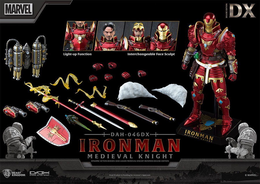 Beast Kingdom Marvel Dynamic 8ction Heroes DAH-046DX Medieval Knight Iron Man Deluxe Action Figure
